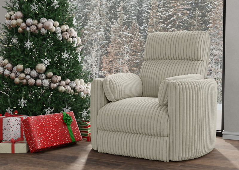 Parker Living Radius Power Swivel Glider Recliner chair set with plush upholstery and wooden base, perfect for living room comfort.