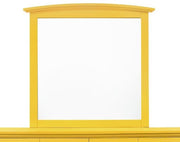 Elegant wall mirror by Glory Furniture with a sleek, modern frame, hanging on a neutral-colored wall.
