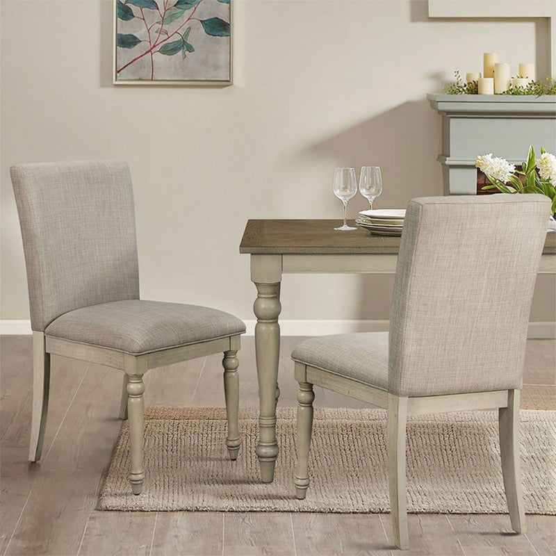Fiona - Upholstered Dining Chair With Turned Legs (Set of 2) - Light Gray - R&R Furniture Gallery (Fountain Valley, CA)