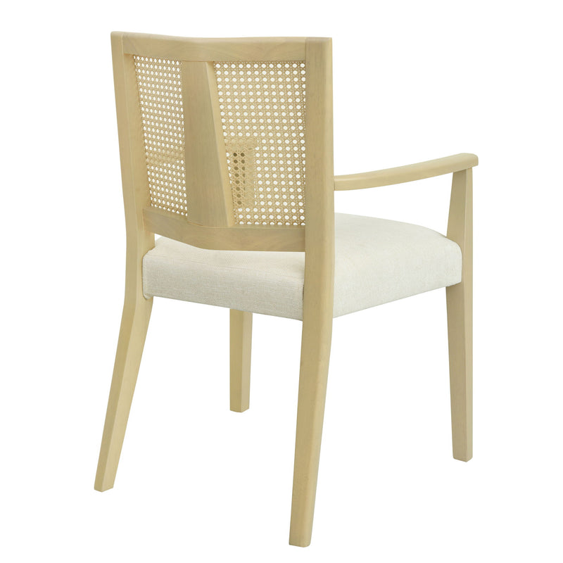 Mid Century Modern Arm Dining Chairs With Rattan Backrest - R&R Furniture Gallery (Fountain Valley, CA)