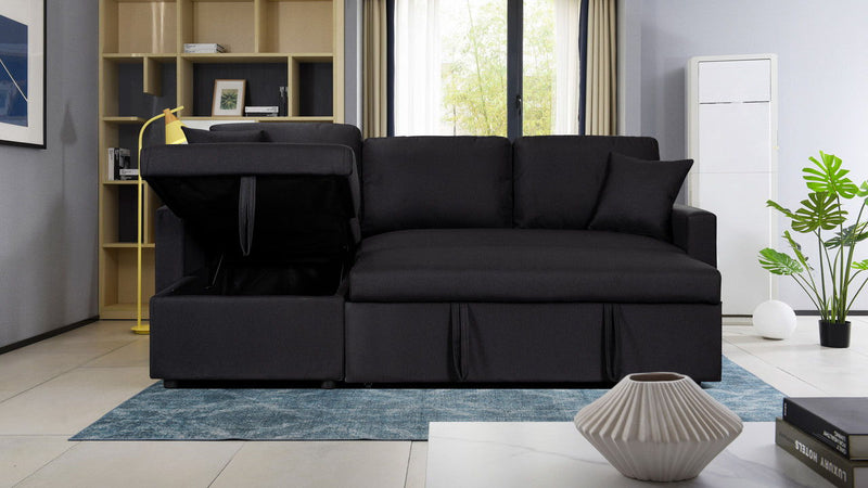 Paisley - Fabric Reversible Sleeper Sectional Sofa With Storage Chaise - R&R Furniture Gallery (Fountain Valley, CA)