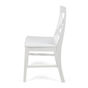 Noble House Plethora dining chair set with X-shaped back design, two modern wooden chairs for dining room decor.