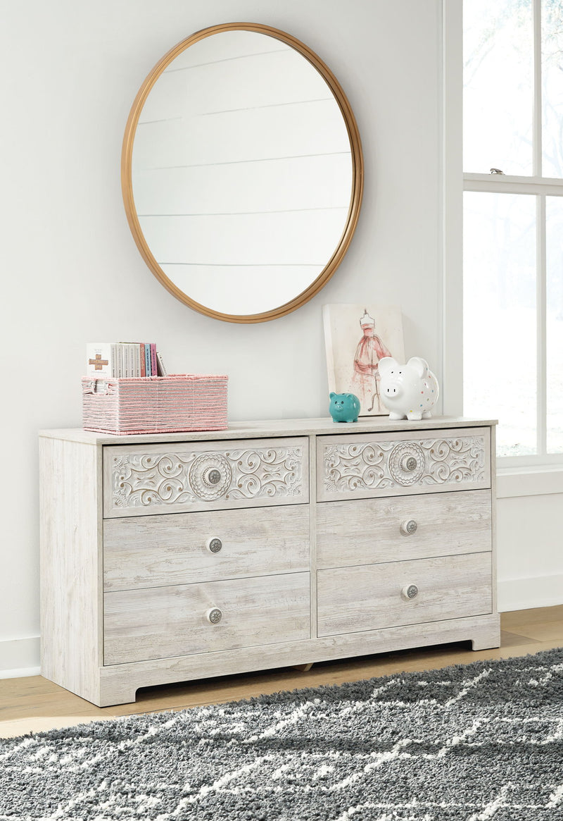 Paxberry - Six Drawer Dresser - Vinyl-Wrapped - Whitewash - R&R Furniture Gallery (Fountain Valley, CA)