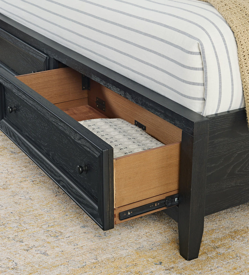Storage Bed With Panel Headboard And Spacious Footboard Drawers