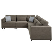 Rylie - Modular Armless Chair With Pillow - Brown Linen - R&R Furniture Gallery (Fountain Valley, CA)