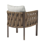 2 Pieces Outdoor Metal Patio Club Chair, Patio Furniture Arm Chair With Cushion, Modern Outdoor Furniture Deep Seating For Porch, Garden, Backyard, Balcony - Brown / Light Gray - R&R Furniture Gallery (Fountain Valley, CA)