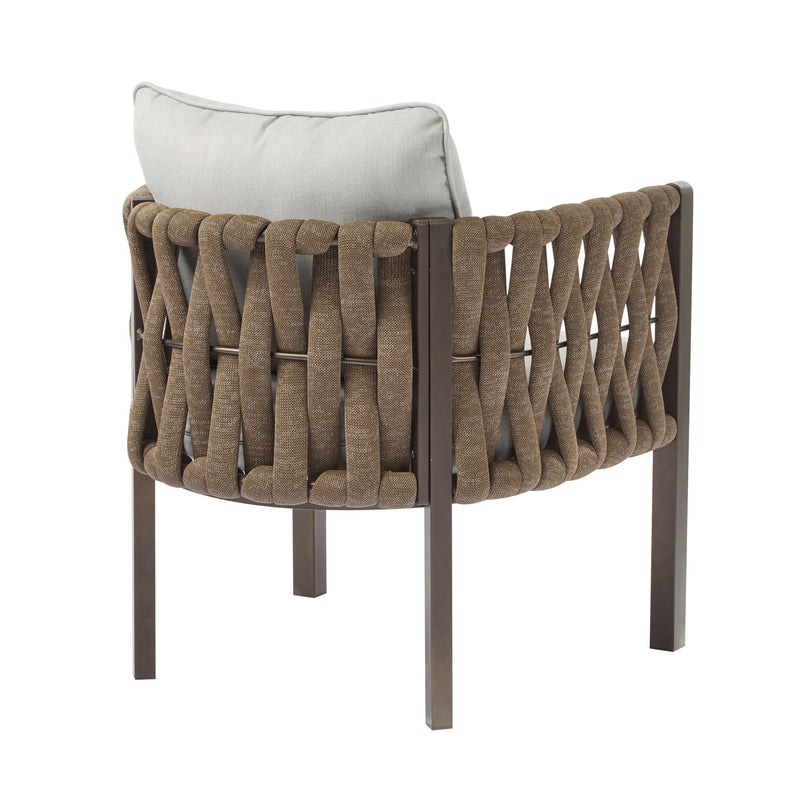 2 Pieces Outdoor Metal Patio Club Chair, Patio Furniture Arm Chair With Cushion, Modern Outdoor Furniture Deep Seating For Porch, Garden, Backyard, Balcony - Brown / Light Gray - R&R Furniture Gallery (Fountain Valley, CA)