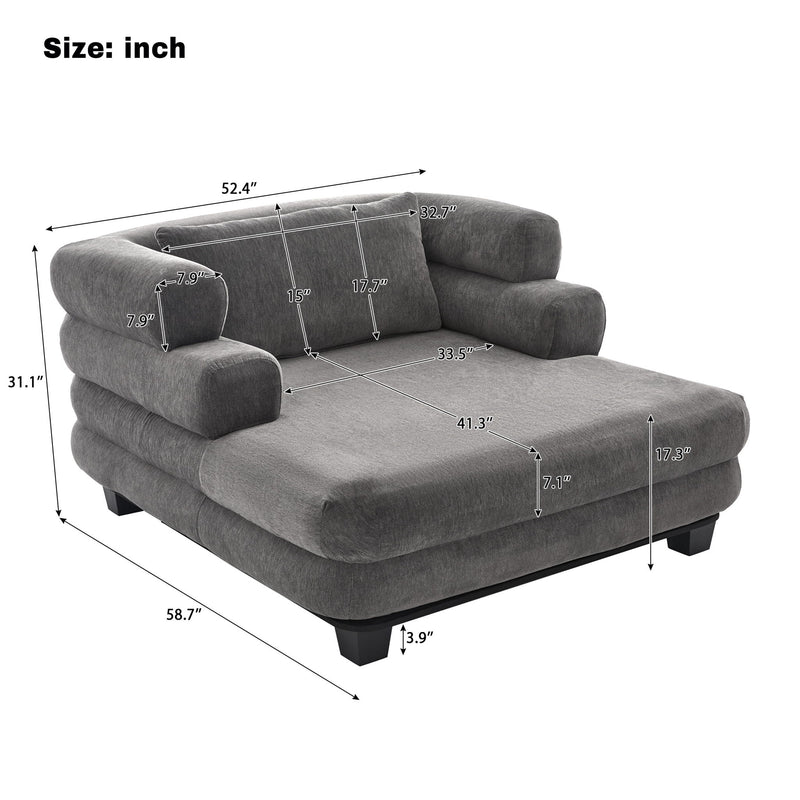 Noble House oversized chaise lounge sofa bed with deep seat and layered armrests, showcasing plush upholstery and modern design.