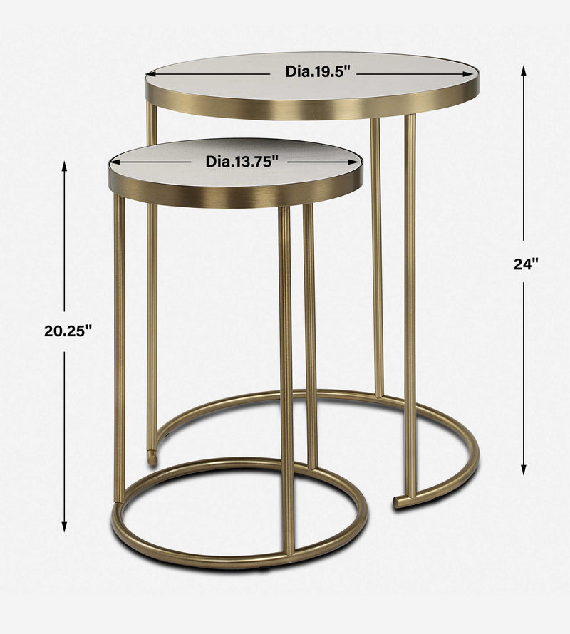 Uttermost Aragon nesting accent tables set of 2 with modern design and wood finish, ideal for living room or hallway decor.