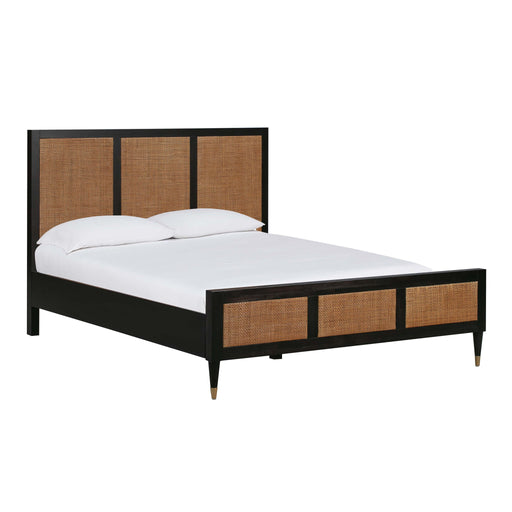 TOV Furniture Sierra panel bed with a modern design, showcasing a sleek wooden frame and headboard in a contemporary bedroom setting.
