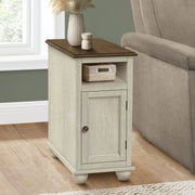 White traditional accent end table with storage, 8th Street brand, featuring a classic design and a spacious top surface.
