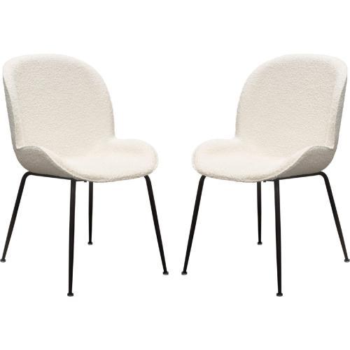 Session 2-Pack Dining Chair in Ivory Boucle w/ Black Powder Cosat Metal Leg