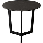 Onyx Round End Table w/ Black Ceramic Glass Top & Black Metal Leg