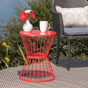 Modern outdoor side table by Noble House featuring an hourglass design, perfect for patio or garden decor.