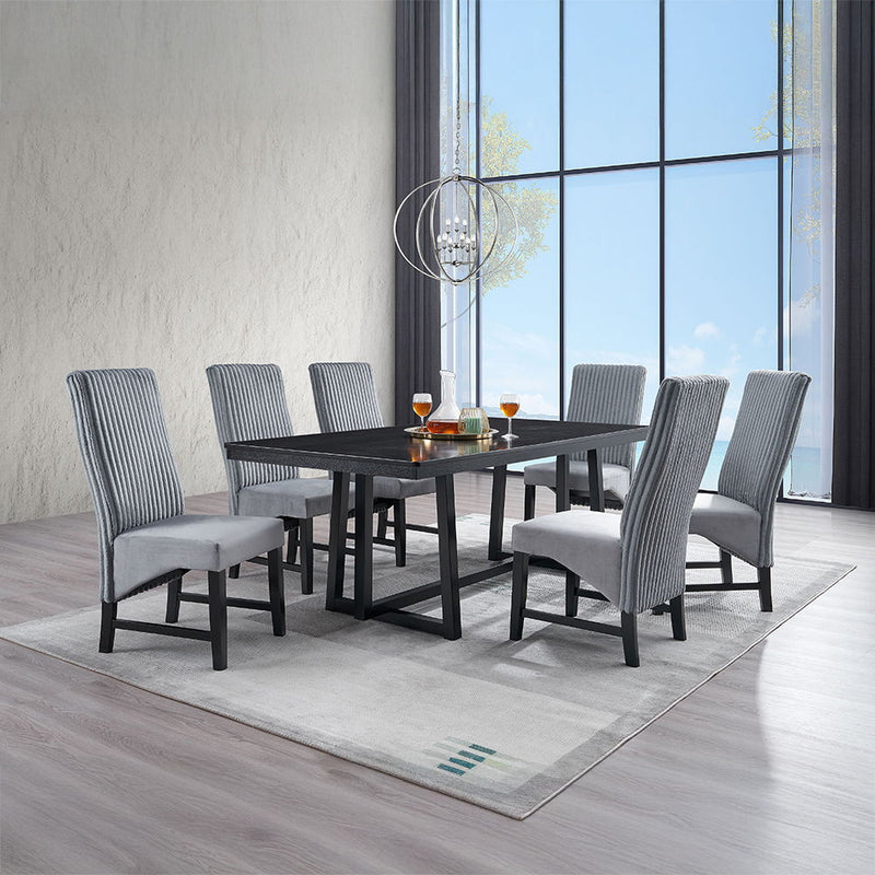 Kini - Side Chair (Set of 2) - Gray Corduroy & Black - R&R Furniture Gallery (Fountain Valley, CA)