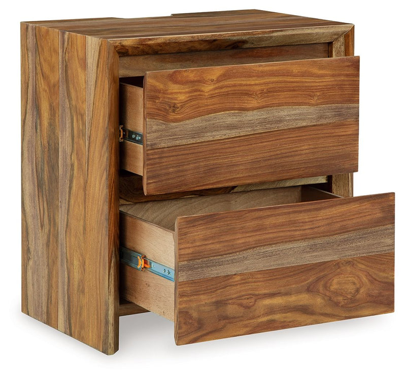 Dressonni - Two Drawer Night Stand - Brown - R&R Furniture Gallery (Fountain Valley, CA)