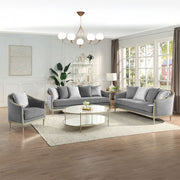 Fernando - Sofa With 5 Pillows - Gray Chenille & Champagne - R&R Furniture Gallery (Fountain Valley, CA)