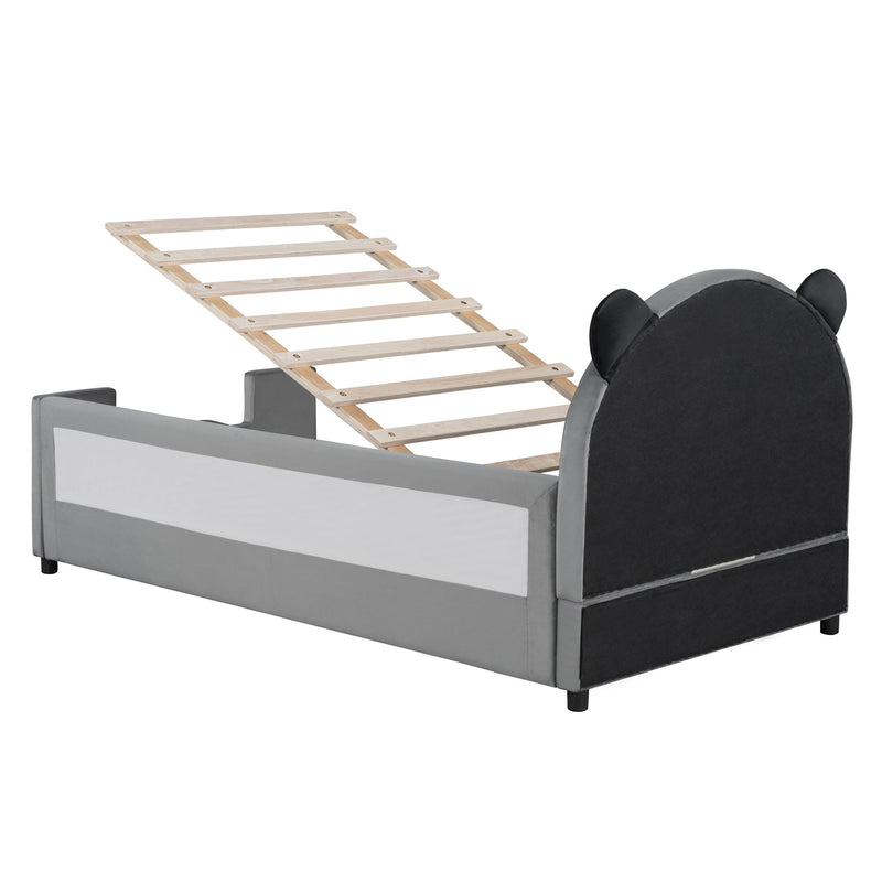 Upholstered Daybed With Bear Shaped Headboard, Hydraulic System And Breathable Fence - R&R Furniture Gallery (Fountain Valley, CA)