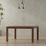 Wilson handcrafted dining table by Simpli-Home with a wooden finish, showcasing a sturdy rectangular design and smooth surface.