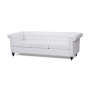 Noble House Chesterfield style 3-seater sofa with deep button tufting, upholstered in elegant fabric for a classic living room look.