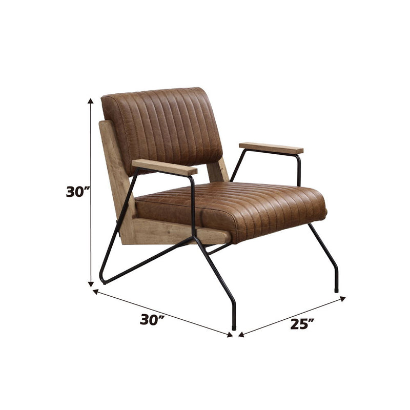 Eacnlz - Accent Chair - Cocoa Top Grain Leather & Matt Iron