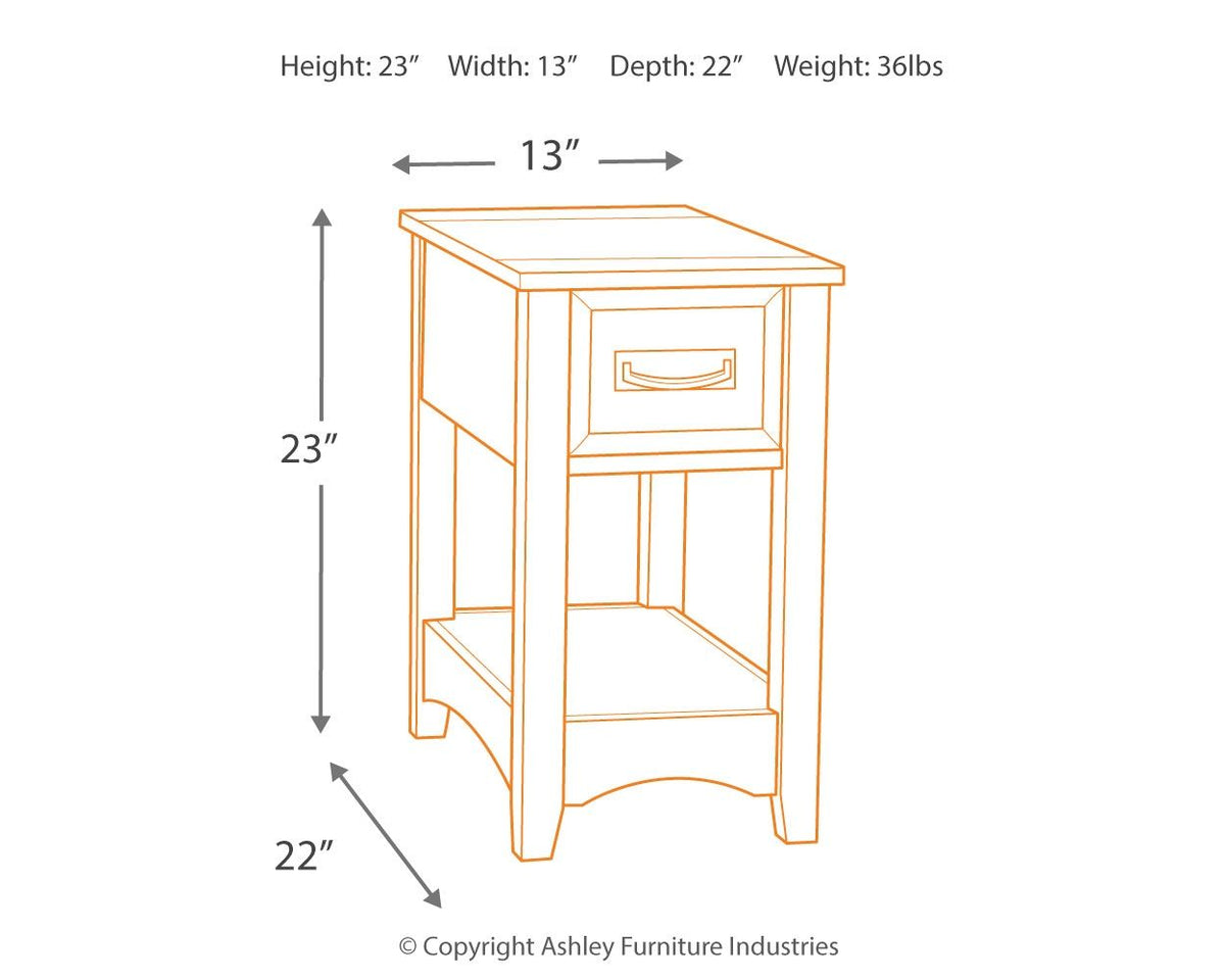 Breegin - Chair Side End Table - 1 Drawer - Brown - R&R Furniture Gallery (Fountain Valley, CA)