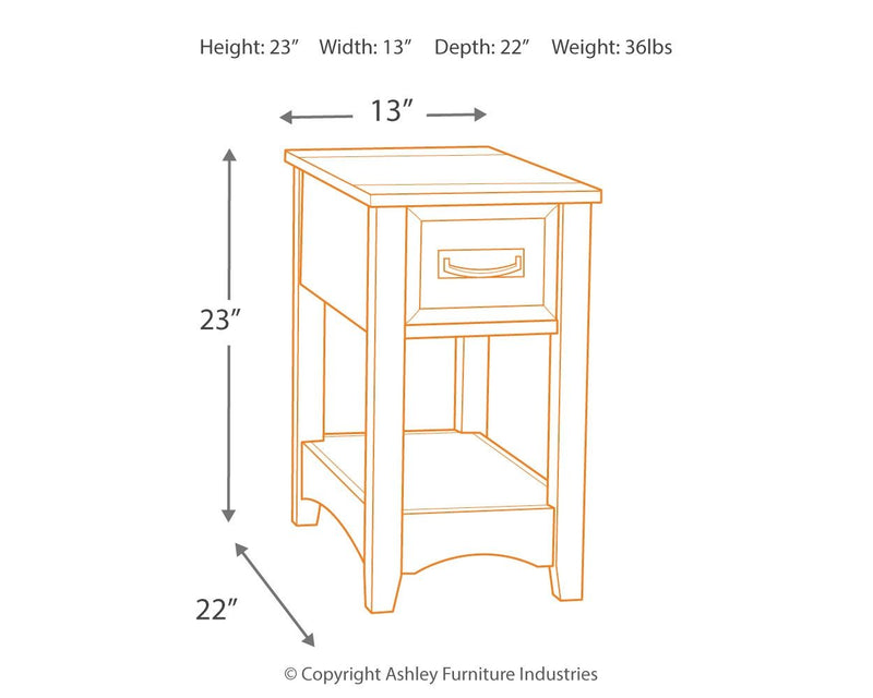 Breegin - Chair Side End Table - 1 Drawer - Brown - R&R Furniture Gallery (Fountain Valley, CA)