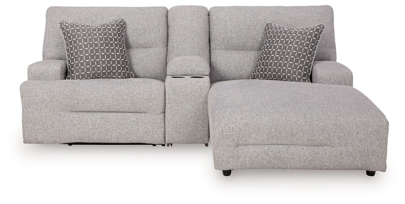Acklen Place - 4 Pc. - 3-Piece Power Reclining Sectional Sofa With Raf Chaise, Wide Seat Power Recliner - Pewter - R&R Furniture Gallery (Fountain Valley, CA)