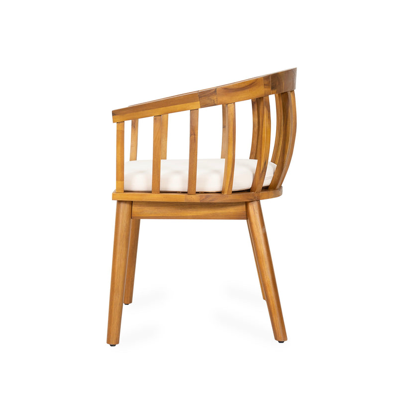 Klismos - Dining Armchair (Set of 2) - Teak / Beige - R&R Furniture Gallery (Fountain Valley, CA)