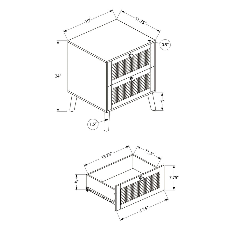 White 8th Street accent table with storage drawers, showcasing a sleek design and functional storage space.