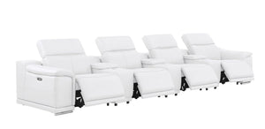 2679 - Genuine Leather Sofa With 4 Power Recliners, Power Headrests & 3 Storage Consoles