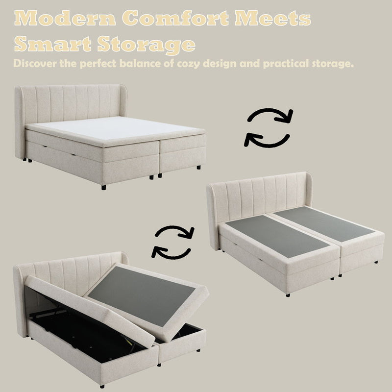 Adonia - Queen Bed With Storage - Beige - R&R Furniture Gallery (Fountain Valley, CA)