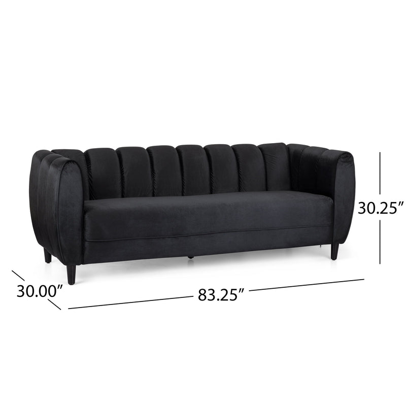 Miranda Modern Glam 3 Seater Sofa by Noble House featuring plush upholstery and sleek design in a stylish living room setup.