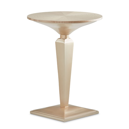 Malibu Crest - Round Pedestal Tea Table - Chardonnay - R&R Furniture Gallery (Fountain Valley, CA)