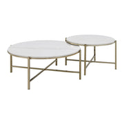 Zaidee - Nesting Table Set - Natural Marble Top & Nickel - R&R Furniture Gallery (Fountain Valley, CA)