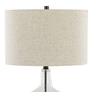 Set of two Lumi Source contemporary table lamps with clear glass, oil bronze accents, and built-in USB ports.