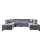 Bois II - Modular Armless Chair - Gray Velvet - R&R Furniture Gallery (Fountain Valley, CA)