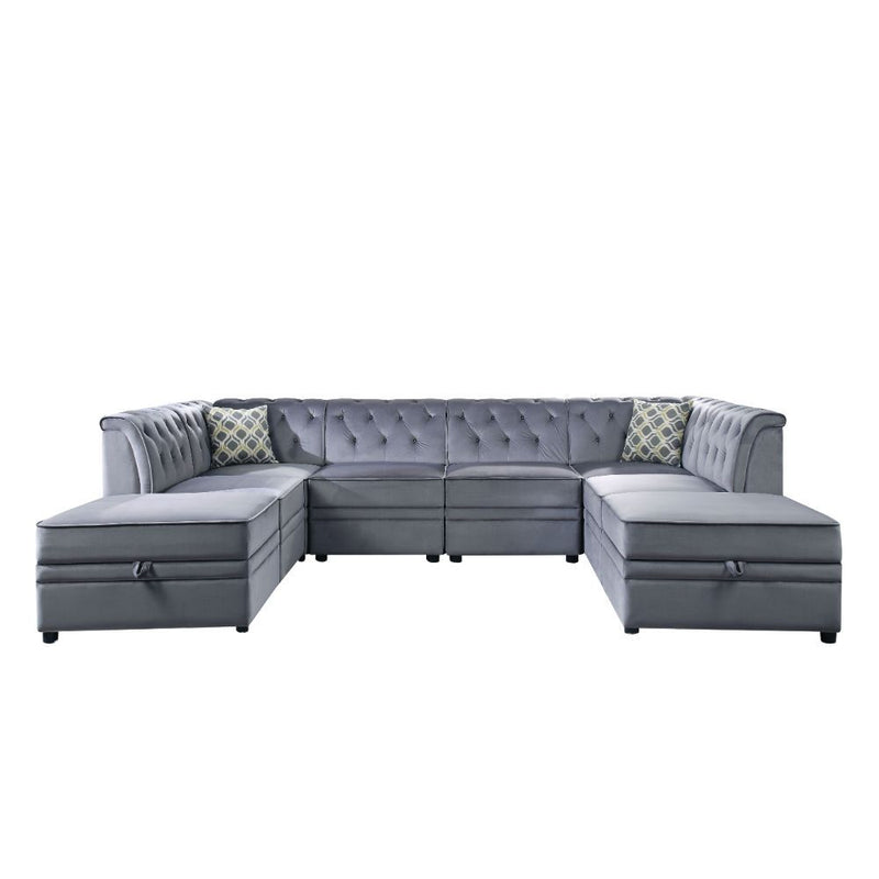 Bois II - Modular Armless Chair - Gray Velvet - R&R Furniture Gallery (Fountain Valley, CA)