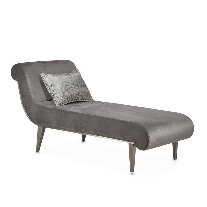 Roxbury Park - Velvet Chaise - Gray Pearl / Stainless Steel - R&R Furniture Gallery (Fountain Valley, CA)