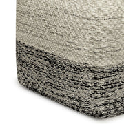 Macie - Square Woven Outdoor / Indoor Pouf - Gray / White - R&R Furniture Gallery (Fountain Valley, CA)
