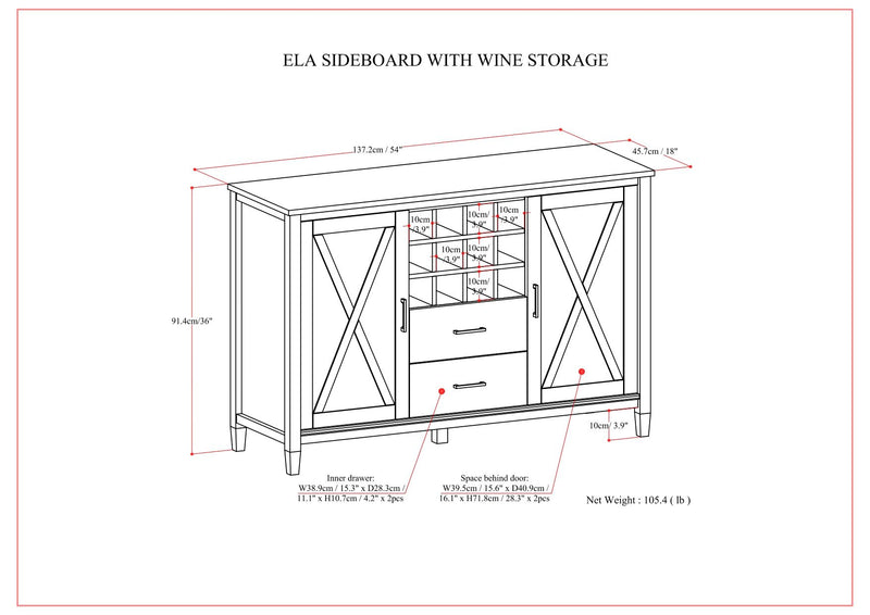 Ela - Sideboard With Wine Storage - Smoky Brown - R&R Furniture Gallery (Fountain Valley, CA)
