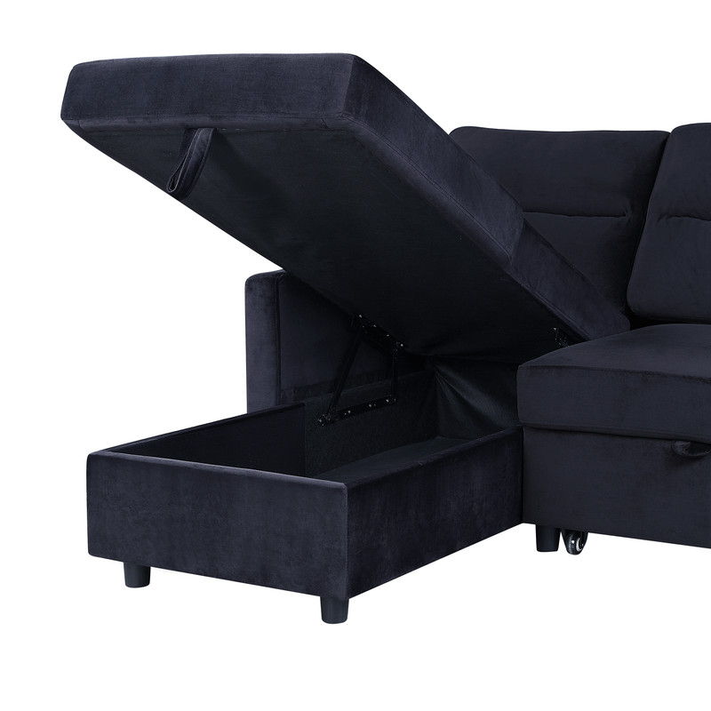 Ivy - Reversible Sleeper Sectional Sofa With Storage Chaise And Side Pocket - R&R Furniture Gallery (Fountain Valley, CA)