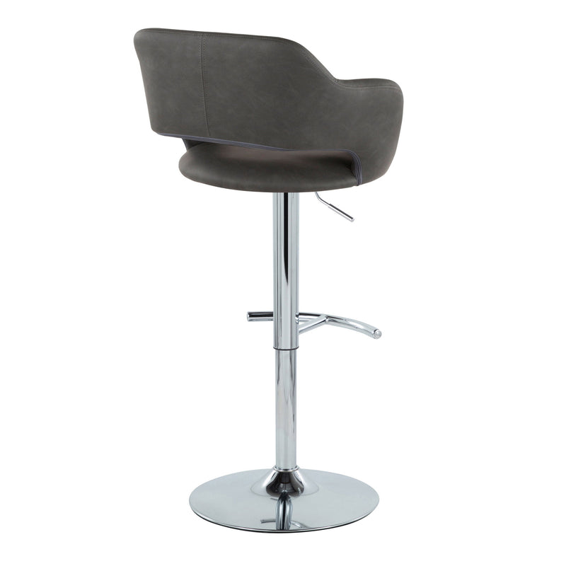 Lumi Source Margarite contemporary adjustable barstool set with swivel, rounded T footrest, in modern design with cushioned seats