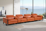 1246 - Modular Power Triple Reclining Triple Console Sofa With Power Reclining Headrests - R&R Furniture Gallery (Fountain Valley, CA)