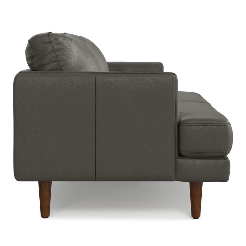 Livingston upholstered stationary sofa by Simpli-Home with plush fabric and cushioned seat and back for comfortable seating.