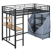 Loft Bed With Desk, Shelves, Power Outlet, LED Light And Wardrobe - R&R Furniture Gallery (Fountain Valley, CA)