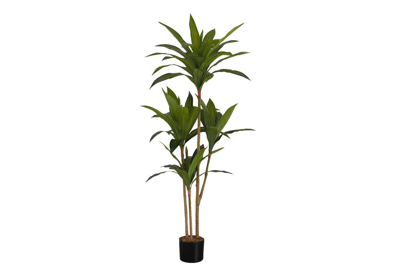 51" Tall, Artificial Plant, Dracaena Tree, Indoor, Faux, Fake, Floor, Greenery, Potted, Real Touch, Decorative - Green / Black - R&R Furniture Gallery (Fountain Valley, CA)