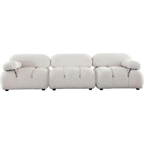 Paloma 3PC Modular 111 Inch Sofa in Light Cream Velvet