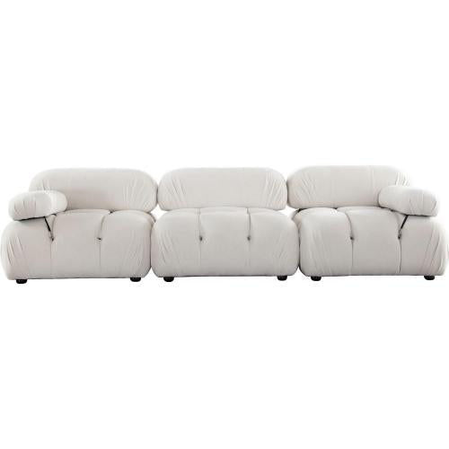 Paloma 3PC Modular 111 Inch Sofa in Light Cream Velvet