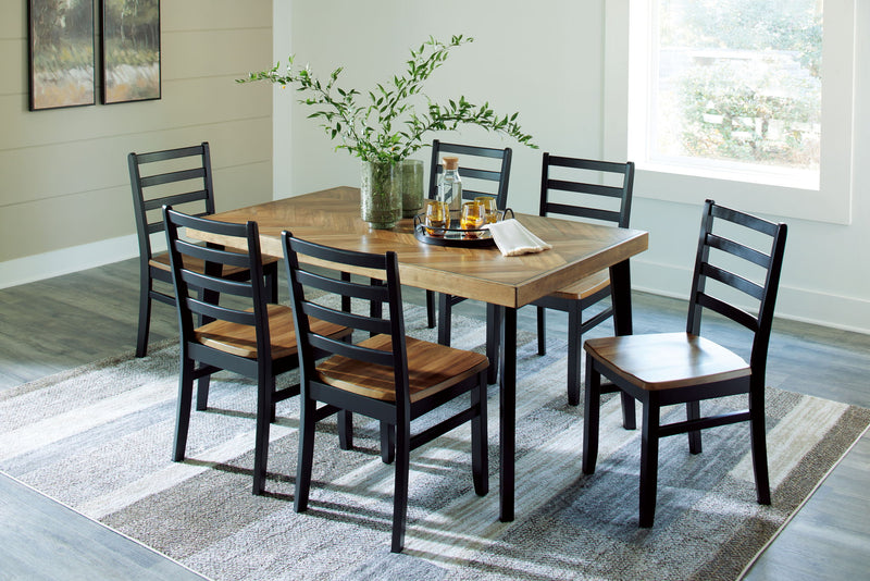 Blondon - Rectangular Drm Table Set (Set of 7) - Brown / Black - R&R Furniture Gallery (Fountain Valley, CA)